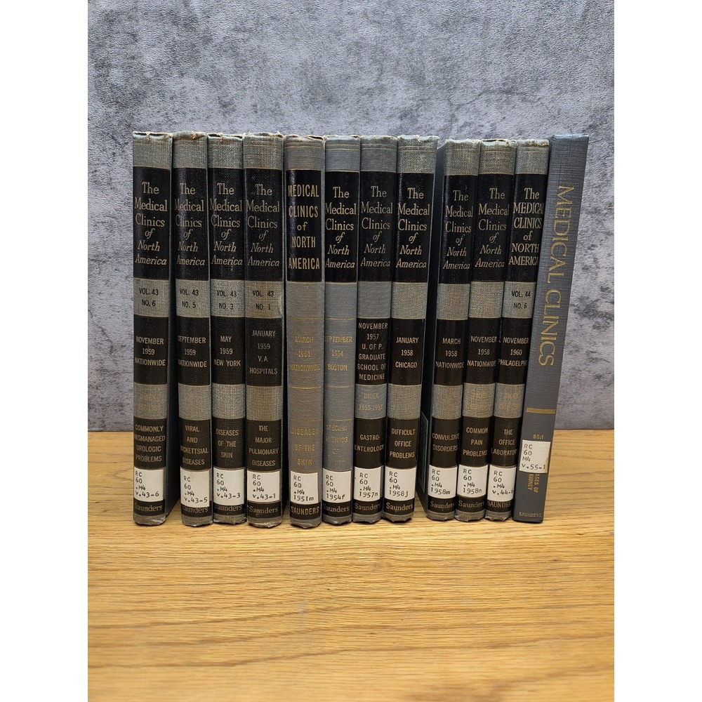 Vintage Medical Book Lot *Medical Clinics of North America* 1951-1971 Hardcover